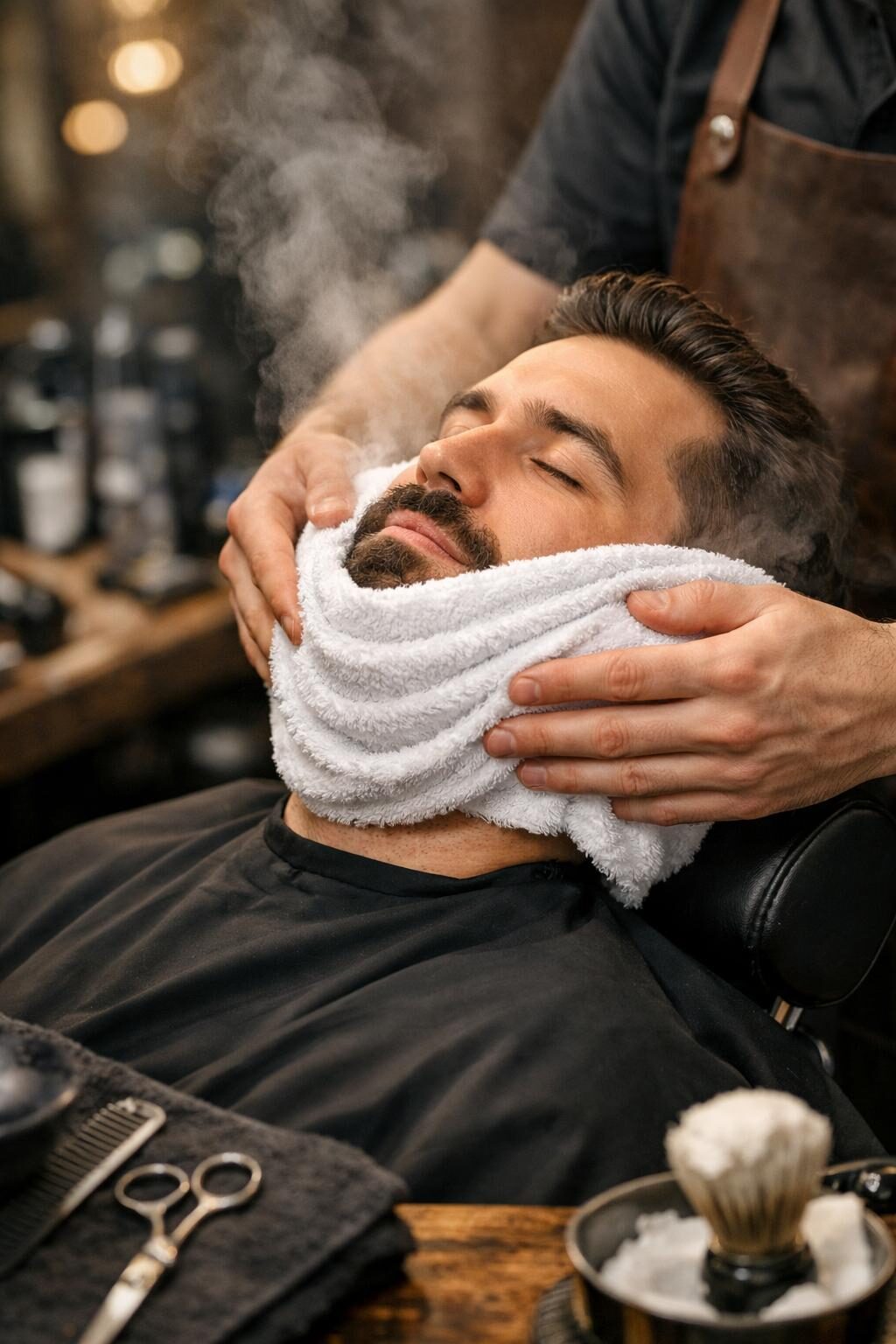 Traditional hot towel beard treatment