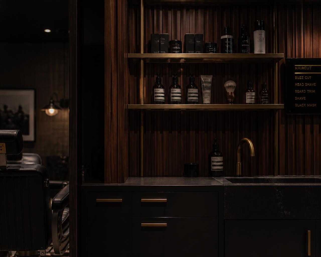 Brass shelving and product wall